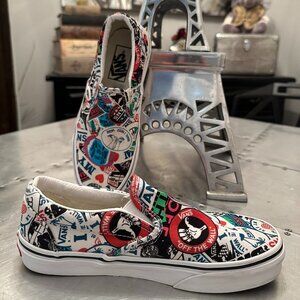 Rare Vans Classic Sticker Mash Up Slip-Ons - Size 6W/4.5M